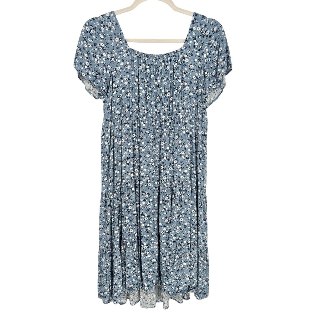Bloomchic Ditsy Floral Tie Front Blue Midi Dress Size 18/20 - Picture 5 of 8